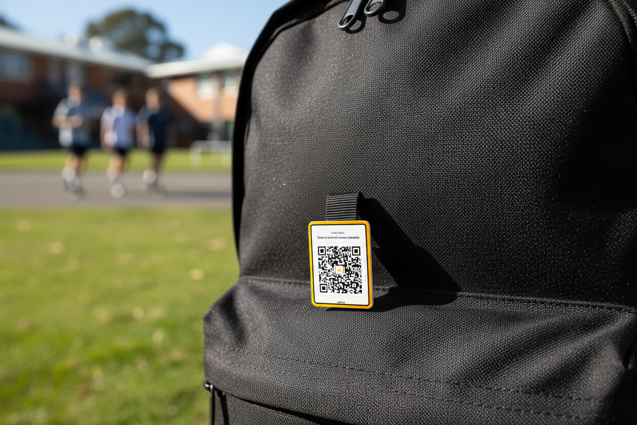 Oi! Smart Contact Sticker 2cm on school bag