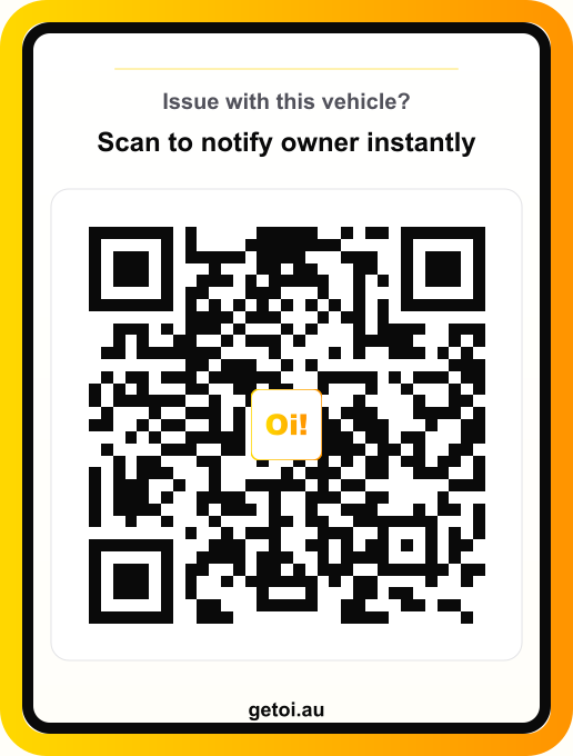 Oi! Vehicle Alert Sticker – Instant Contact QR Code for Your Car